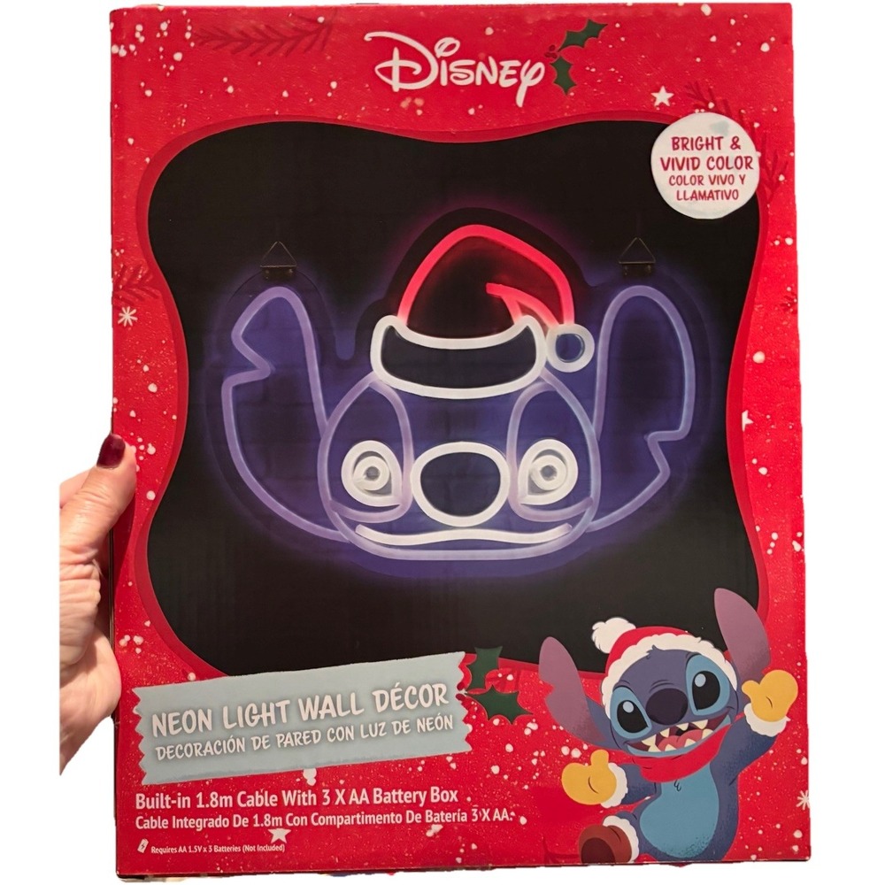 New In Box! Disney Stitch Christmas Neon Light Wall Decor‎ 14.5"x11.6"